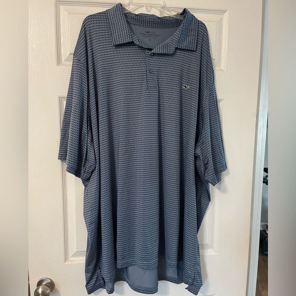 Vineyard Vines Navy Patterned Polo Shirt - 5XL